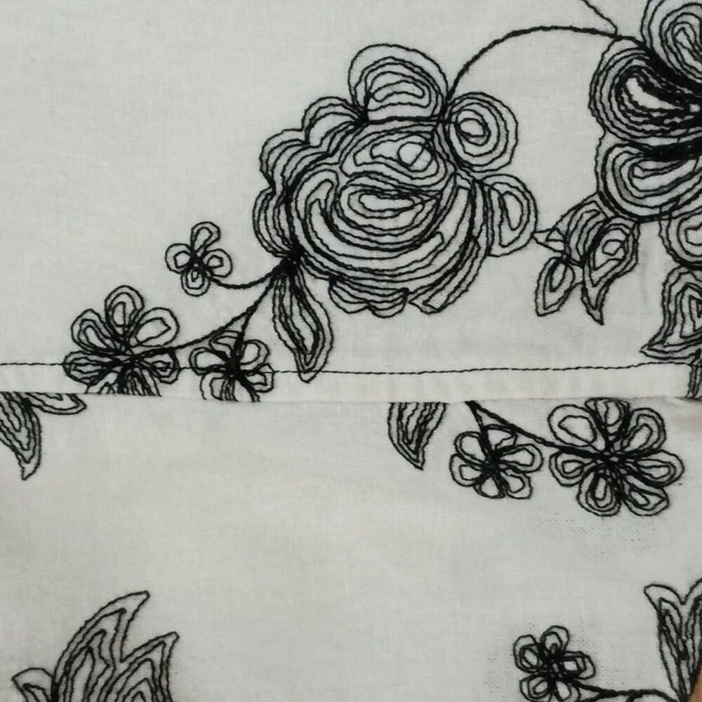 Windridge By Cheryl Nash Women's Top Linen Blend 2 Front Pockets Embroidered - Picture 8 of 16